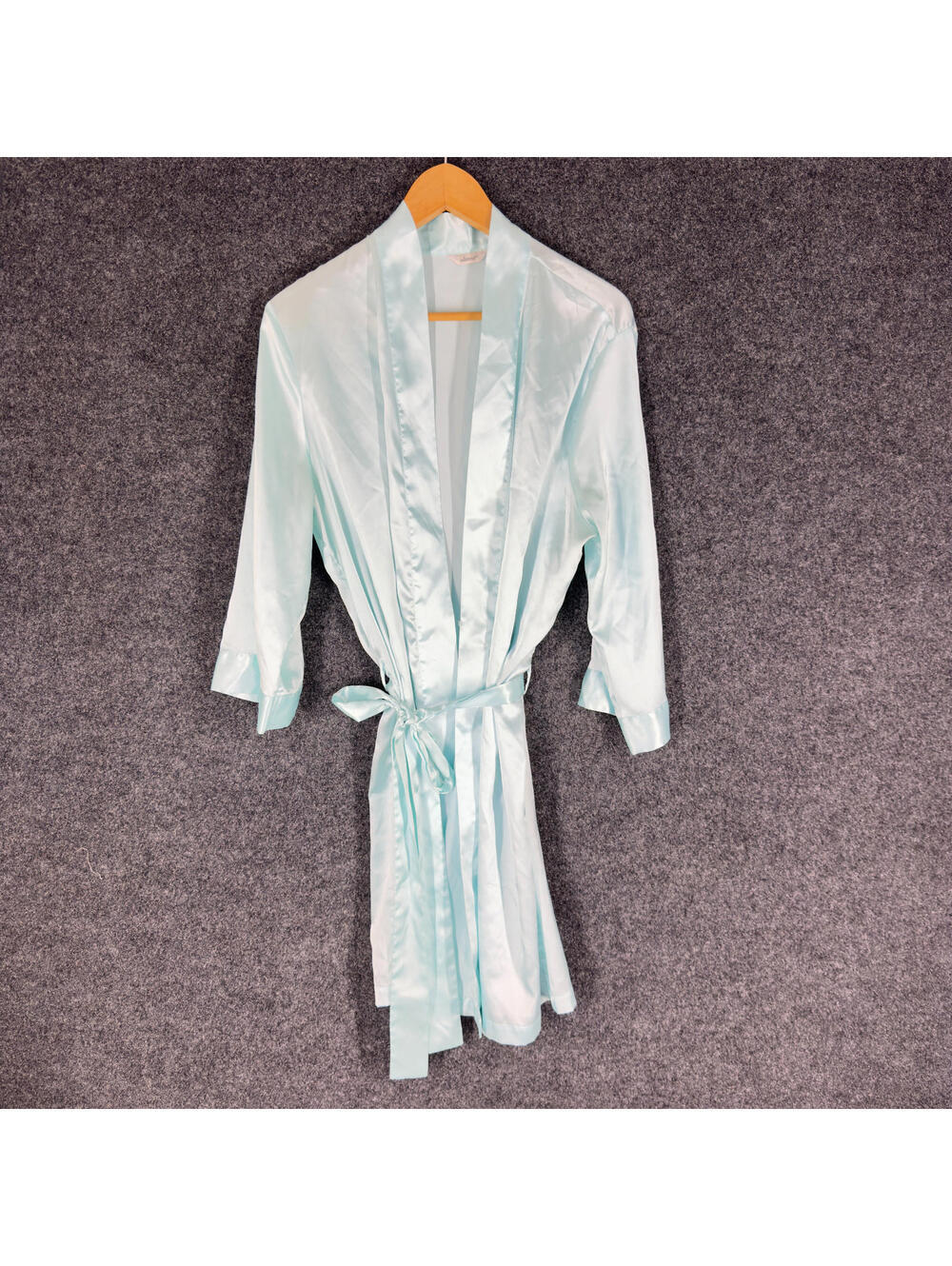 Adonna Robe Women L Large Blue Open Front Long Sleeve Belted Sleepwear Solid